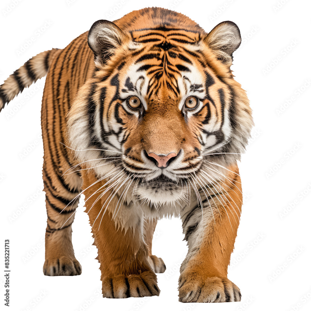 Obraz premium Prächtiger Tiger, freigestellt vor transparentem Hintergrund, Generative AI