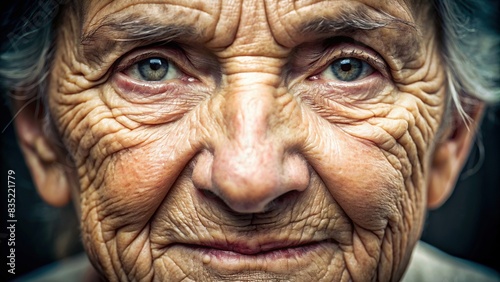 Closeup portrait of an elderly woman's wrinkled face, grandma, grandmother, old age, senior, elderly, closeup, portrait, wrinkles, skin, aging, mature, wisdom, experience, aged