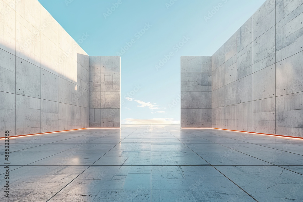 Fototapeta premium Concrete outdoor square building,Empty architectural background. 