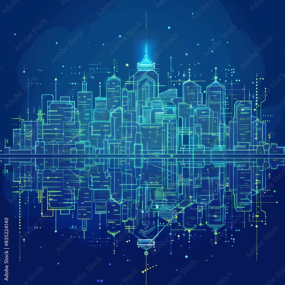 Brightly Illustrated Future City Skyline with Vector Buildings, abstract graphic, banner design, brochure, pattern design, web, background template Brightly Illustrated Future City Skyline with Vector Buildings, abstract graphic, banner design, brochure, pattern design, web, background template