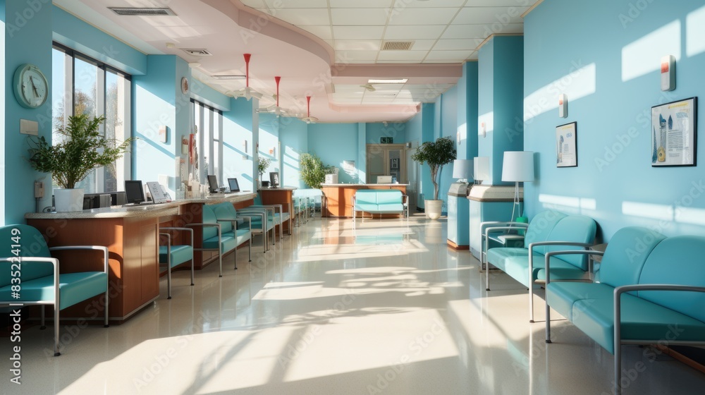 view of modern reception in clinic view of modern reception in clinic