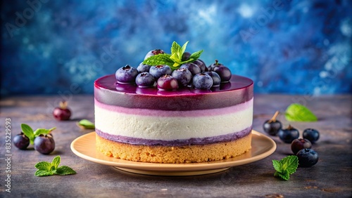 Blueberry mousse cake with sponge cake, mousse, and jelly on abstract background , Blueberry, cake, sponge cake, mousse, jelly, dessert, berry, cheesecake, summer, sweet, delicious, treat