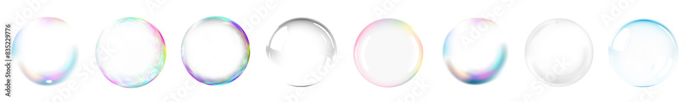 Isolated bubble effect png cut out element set Isolated bubble effect png cut out element set