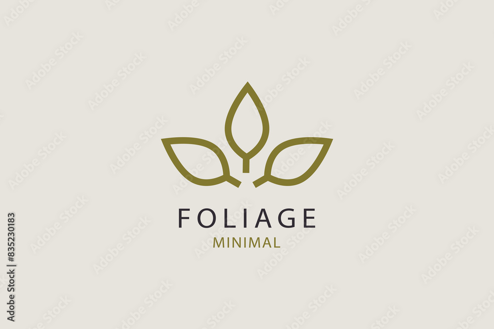 Natural logo in the form of leaves in a minimalist linear style. Natural logo in the form of leaves in a minimalist linear style.
