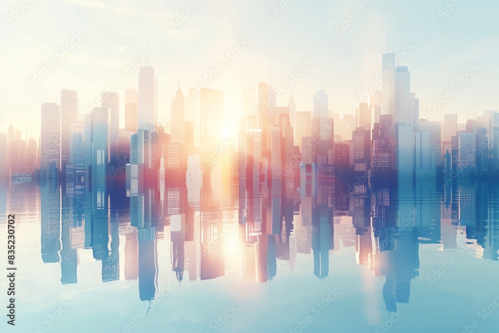 Futuristic Smart City Skyscrapers in Corporate Business Template
