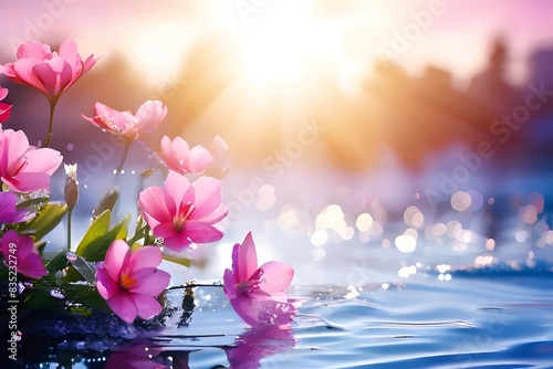 Wallpaper Mural Sunset Serenity: Spring Blossoms on the Lake Torontodigital.ca