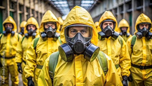 Stock photo of protective gear for Nuclear Biological Chemical (NBC) training , NBC, training, protective gear, hazmat suit, gas mask, contamination, mask, gloves, radioactive, biohazard photo