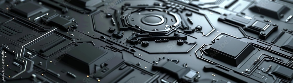 Fototapeta premium 3D Model Abstract Art of Cybersecurity abstract command center with glowing network connections