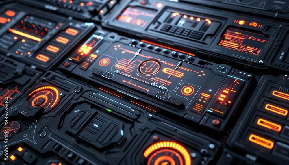 3D Model Abstract Art of Cyberpunk abstract command center with glowing security system controls 3D Model Abstract Art of Cyberpunk abstract command center with glowing security system controls