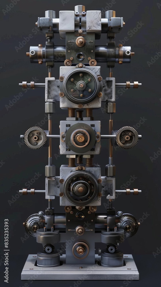 3D Model Abstract Art of Mechanical industrial abstract automata performing synchronized routines 3D Model Abstract Art of Mechanical industrial abstract automata performing synchronized routines