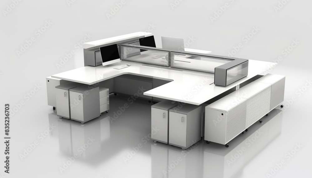 3D Model Abstract Art of Abstract office workstation formed from sleek modular components 3D Model Abstract Art of Abstract office workstation formed from sleek modular components