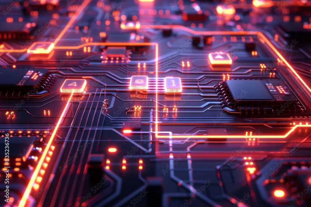 Obraz premium Cyber Security Data Transfer illustration created with Generative AI