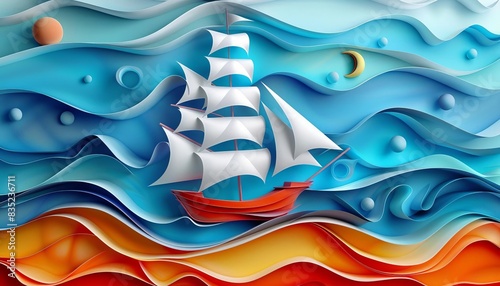3D Model Abstract Art of Abstract seafaring exploration and discovery for Columbus Day
