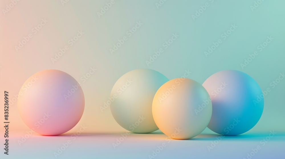 Colorful gradient abstract spheres on a pastel background Colorful gradient abstract spheres on a pastel background