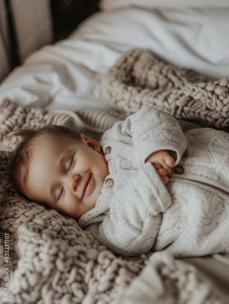 Joyful Baby on Soft Blanket with Copy Space, Adorable Infant Smiling Happily, Sweet Childhood Moment, Cute Newborn Relaxing Joyful Baby on Soft Blanket with Copy Space, Adorable Infant Smiling Happily, Sweet Childhood Moment, Cute Newborn Relaxing