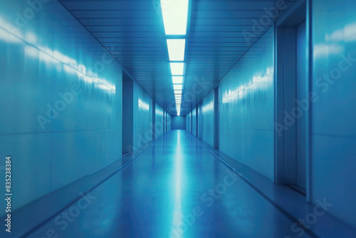 Futuristic Hallway Blending into Space Station Corridor with Sci-Fi Elements