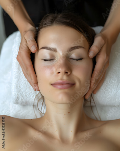 Young woman enjoying  massage in spa salon. 