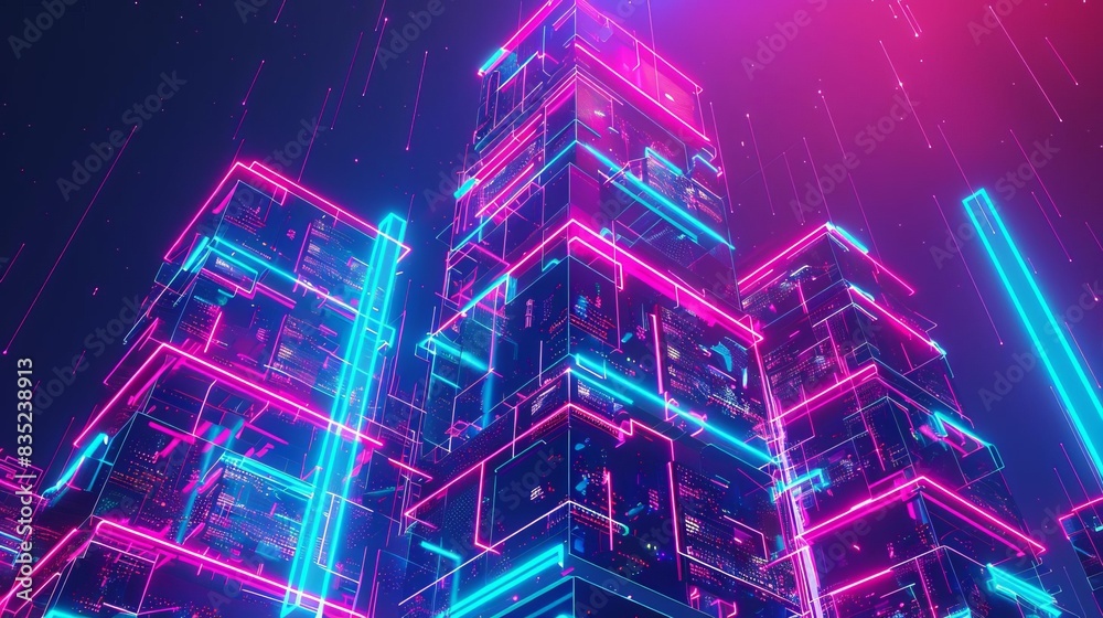 Fototapeta premium Model Abstract Art of Nextgen abstract cybersecurity tower safeguarding digital assets