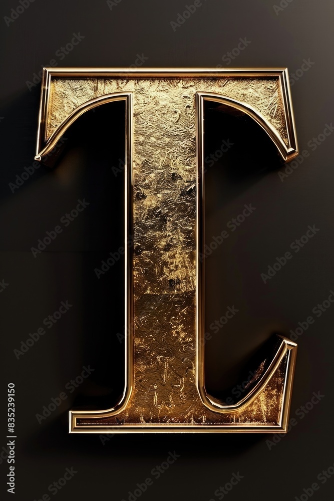 A single golden letter T on a black background A single golden letter T on a black background