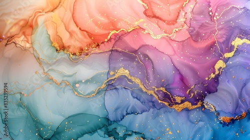 Baroque kintsugi watercolor, Through the shimmering holographic veil, inspiration is revealed in its purest form, igniting the imagination and fueling the creative spirit within us all., flashy color