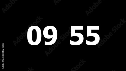 count down of 10 minutes on black background 