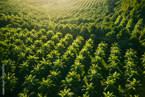 Aerial Drone Footage: Stunning Agricultural Landscapes. Farming Fields of Vegetables, Vineyards, Olive Groves, and Soybean Crops. Large-Scale Industrial Production of Eco-Friendly Food