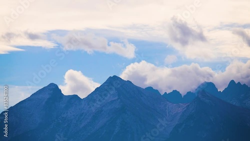 Tatra mountains movement of clouds across the sky time lapse
