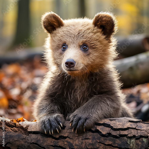 Obraz na płótnie Junger putziger Bär im Wald, Generative AI w salonie