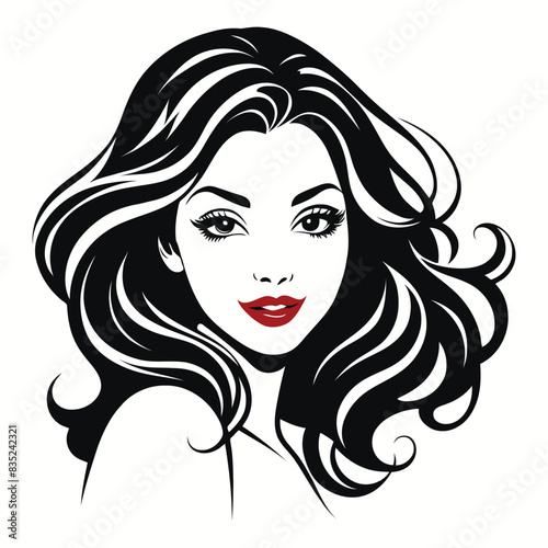 Elegant Woman Silhouette Illustration Flowing Hair Beauty Logo
