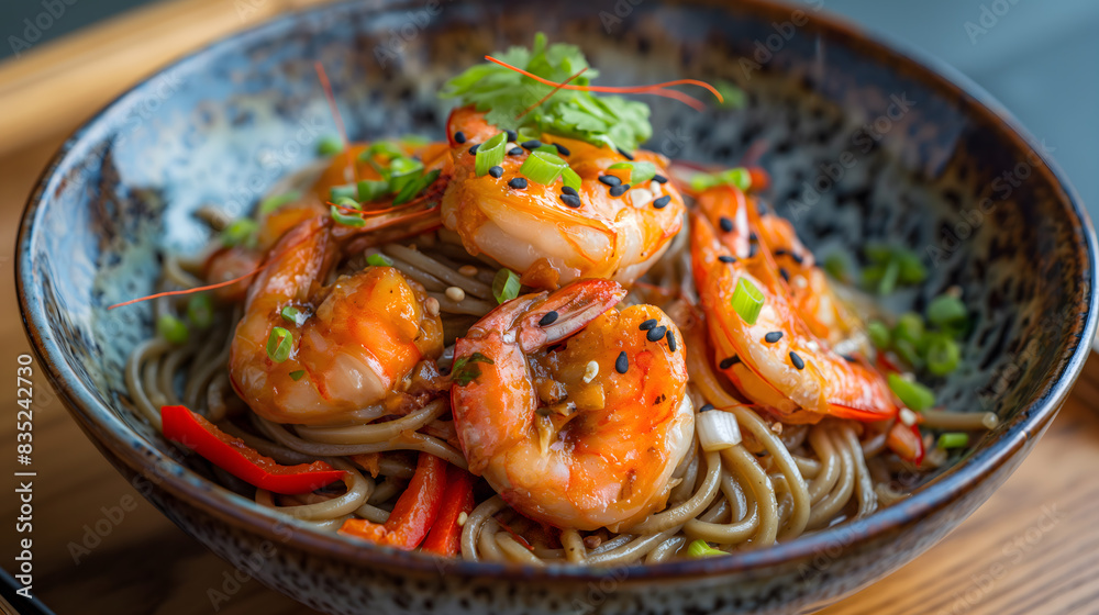 Succulent Shrimp Stir-Fry with Noodles and Fresh Herbs Succulent Shrimp Stir-Fry with Noodles and Fresh Herbs