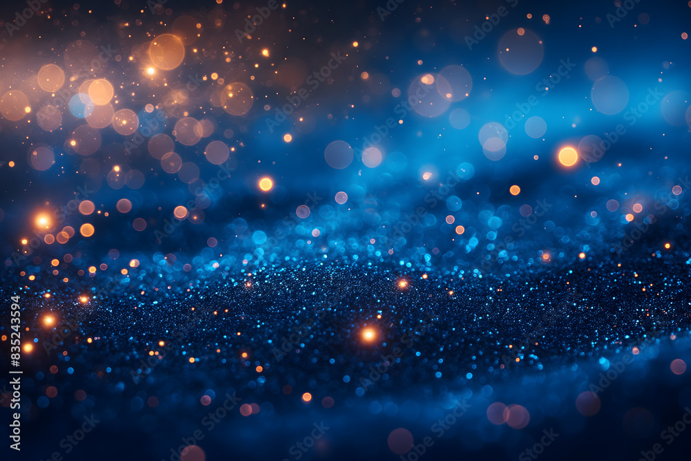 Fototapeta premium Enchanting Blue Glitter with Bokeh Effect Magical Background