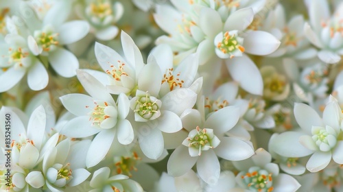 White Spanish Stonecrop succulent displaying lovely blossoms up close photo
