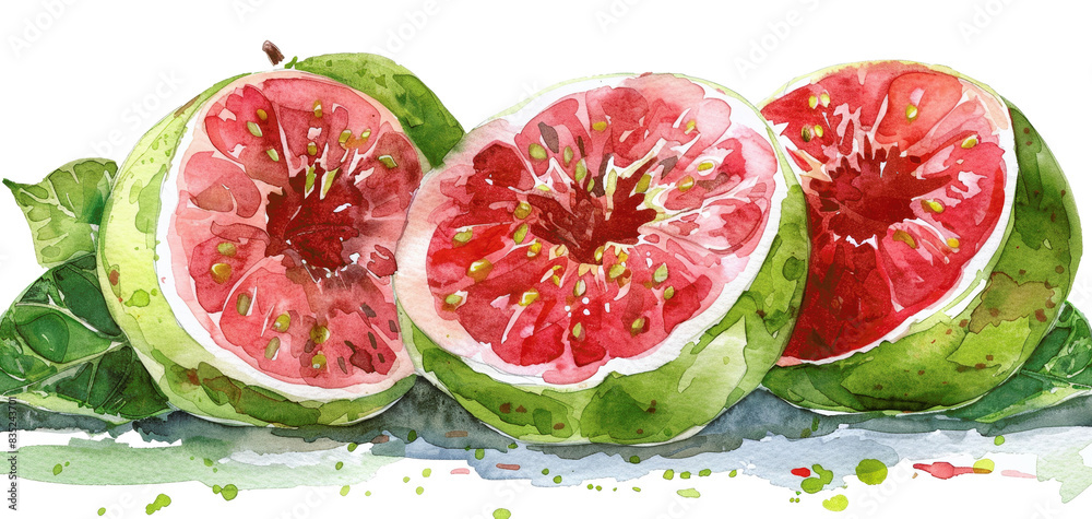 Watercolor illustration of fresh figs with green leaves, showcasing vibrant colors and artistic details, perfect for culinary and botanical themes. Watercolor illustration of fresh figs with green leaves, showcasing vibrant colors and artistic details, perfect for culinary and botanical themes.