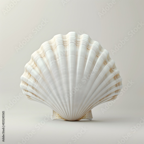 Scallop shell isolated on white background  front view