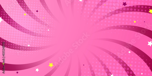 Pink pop art, retro design, stripes mockup. Vector illustration. Halftone vintage background for text, vector illustration