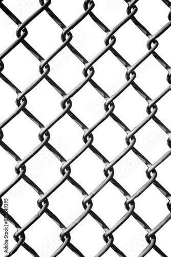 A black and white image of a chain link fence  suitable for use in scenes where a urban or industrial background is needed