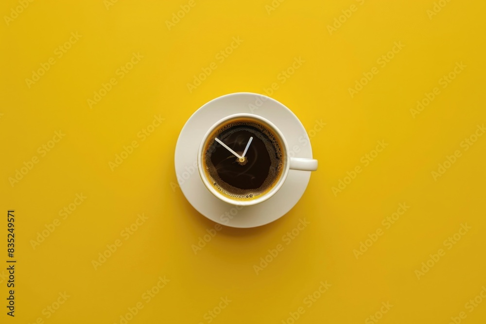 © Fotograf - A person's morning routine starts with a cup of coffee and a glance at the clock © Fotograf - A person's morning routine starts with a cup of coffee and a glance at the clock
