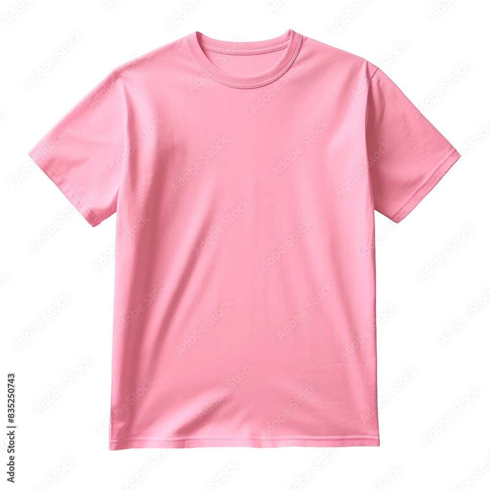 blank pink crew neck mens t shirt mockup isolated on white background