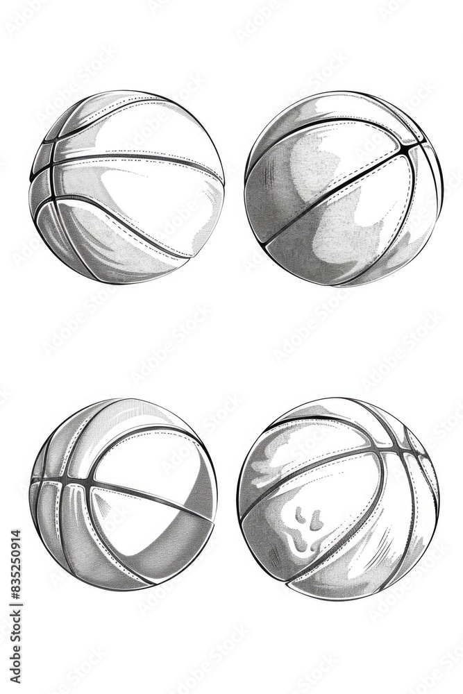 Obraz premium A close-up view of a basketball ball on a white background, suitable for sports-related themes or as a design element