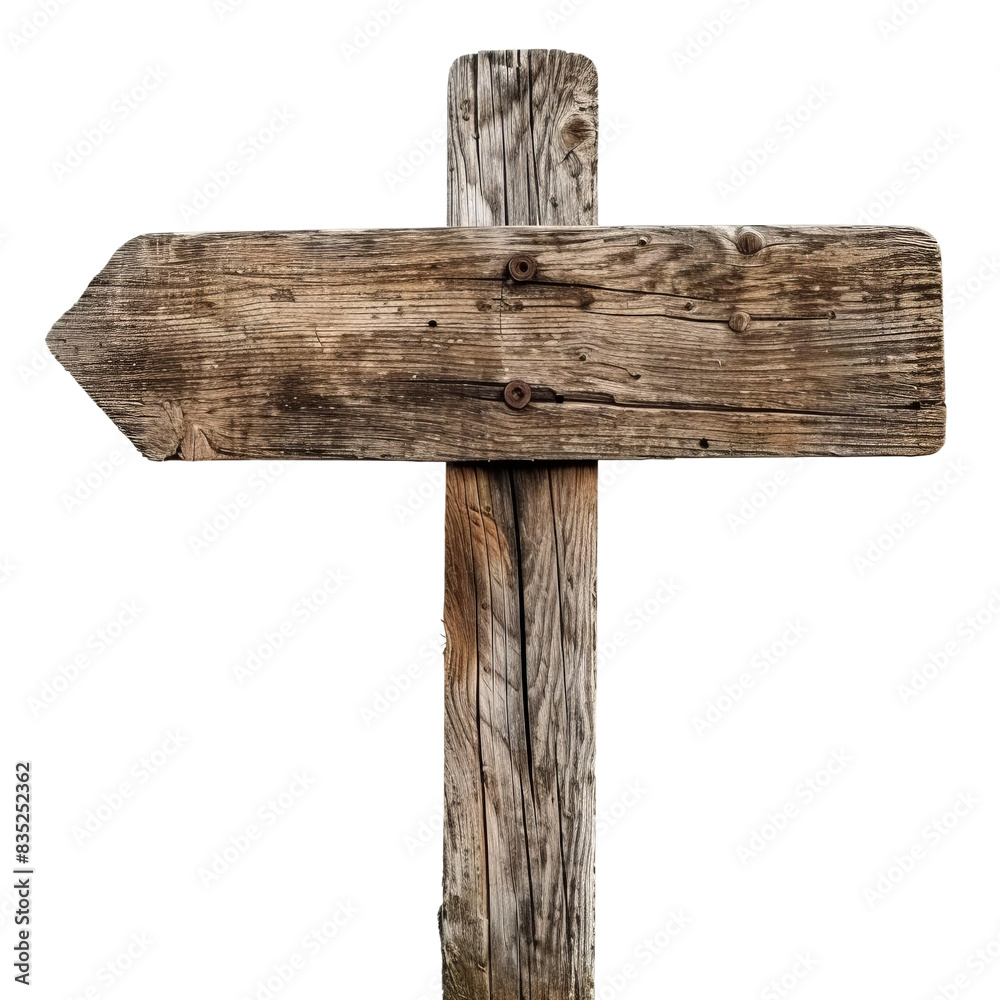 Rustic wooden signpost with an arrow, suggesting direction or guidance. Weathered wood, perfect for travel and navigational themes. isolated white background, transparent background Rustic wooden signpost with an arrow, suggesting direction or guidance. Weathered wood, perfect for travel and navigational themes. isolated white background, transparent background