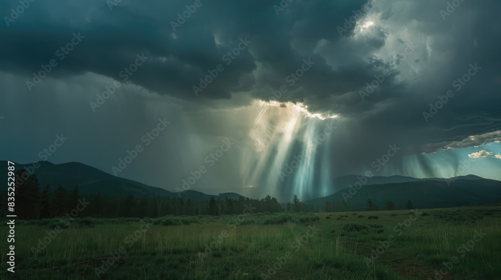 Sunlight peeking through clouds in a storm Sunlight peeking through clouds in a storm