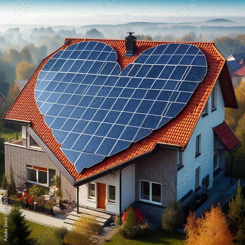 On the house solar system made hearts on the roof.