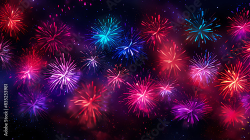 New Year atmosphere, colorful fireworks