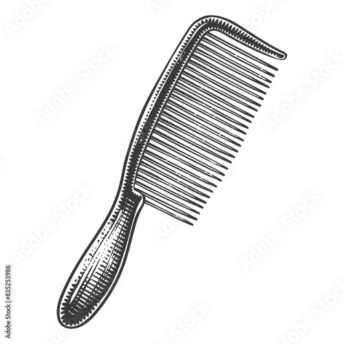 Engraved Comb: Classic Hair Tool, Vintage Style Illustration.