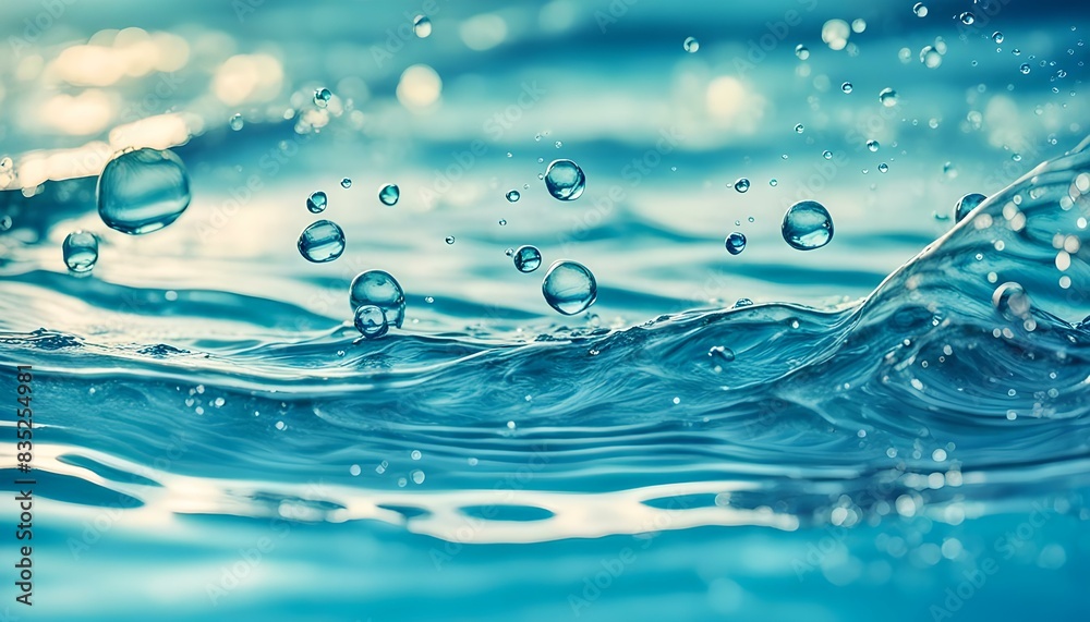 Transparent blue clear water surface texture with ripples, splashes and bubbles. Abstract summer banner background Water waves in sunlight with copy space Cosmetic moisturizer micellar toner emulsion Transparent blue clear water surface texture with ripples, splashes and bubbles. Abstract summer banner background Water waves in sunlight with copy space Cosmetic moisturizer micellar toner emulsion