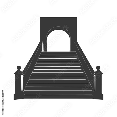Silhouette subway entrance stair black color only
