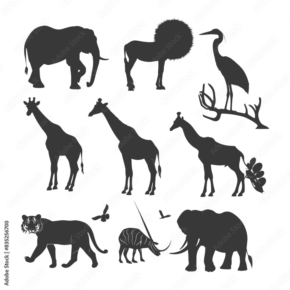 silhouette wildlife black color only silhouette wildlife black color only