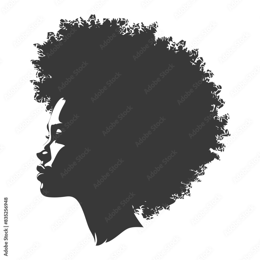 silhouette woman head with afro hair style black color only silhouette woman head with afro hair style black color only