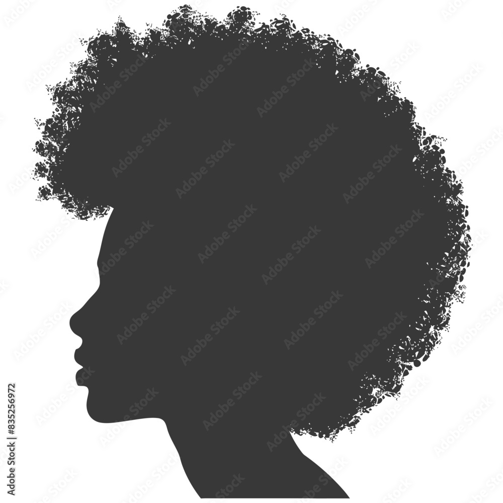 silhouette woman head with afro hair style black color only silhouette woman head with afro hair style black color only