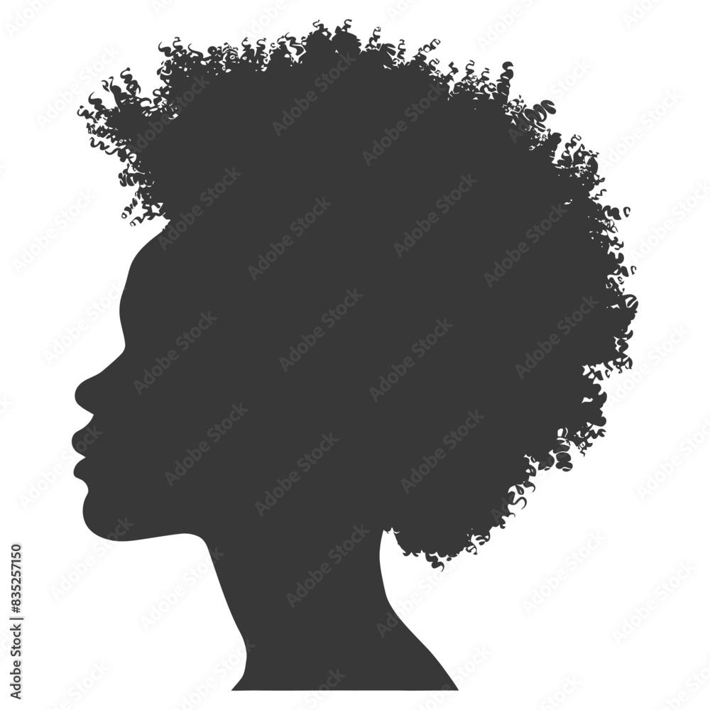 silhouette woman head with afro hair style black color only silhouette woman head with afro hair style black color only